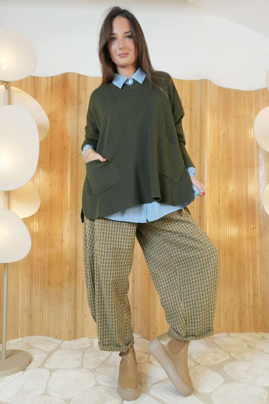 Purdy V Neck Luxury Blanket Knit Khaki